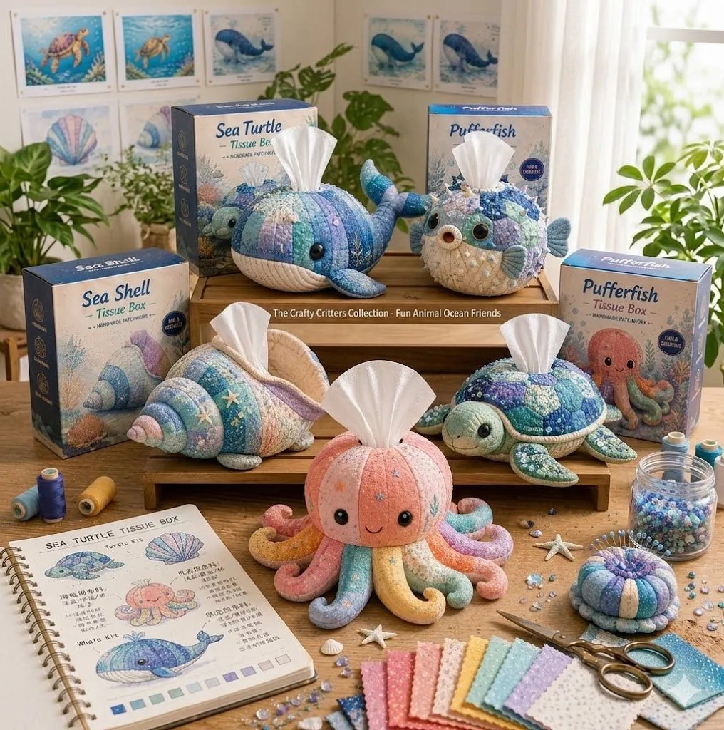 Crafty Critters DIY Tissue Box Kit – Fun Animal And Ocean Friends