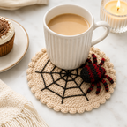 🕷️ 100% Hand-Crocheted Spider Web Coaster🧶