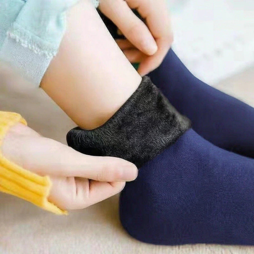 ✦5 par tjocka fleecefodrade snöstrumpor, mysiga termosockor för vintern
