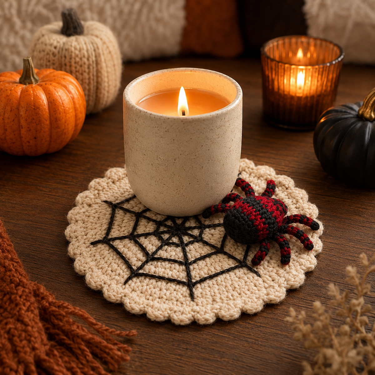 🕷️ 100% Hand-Crocheted Spider Web Coaster🧶