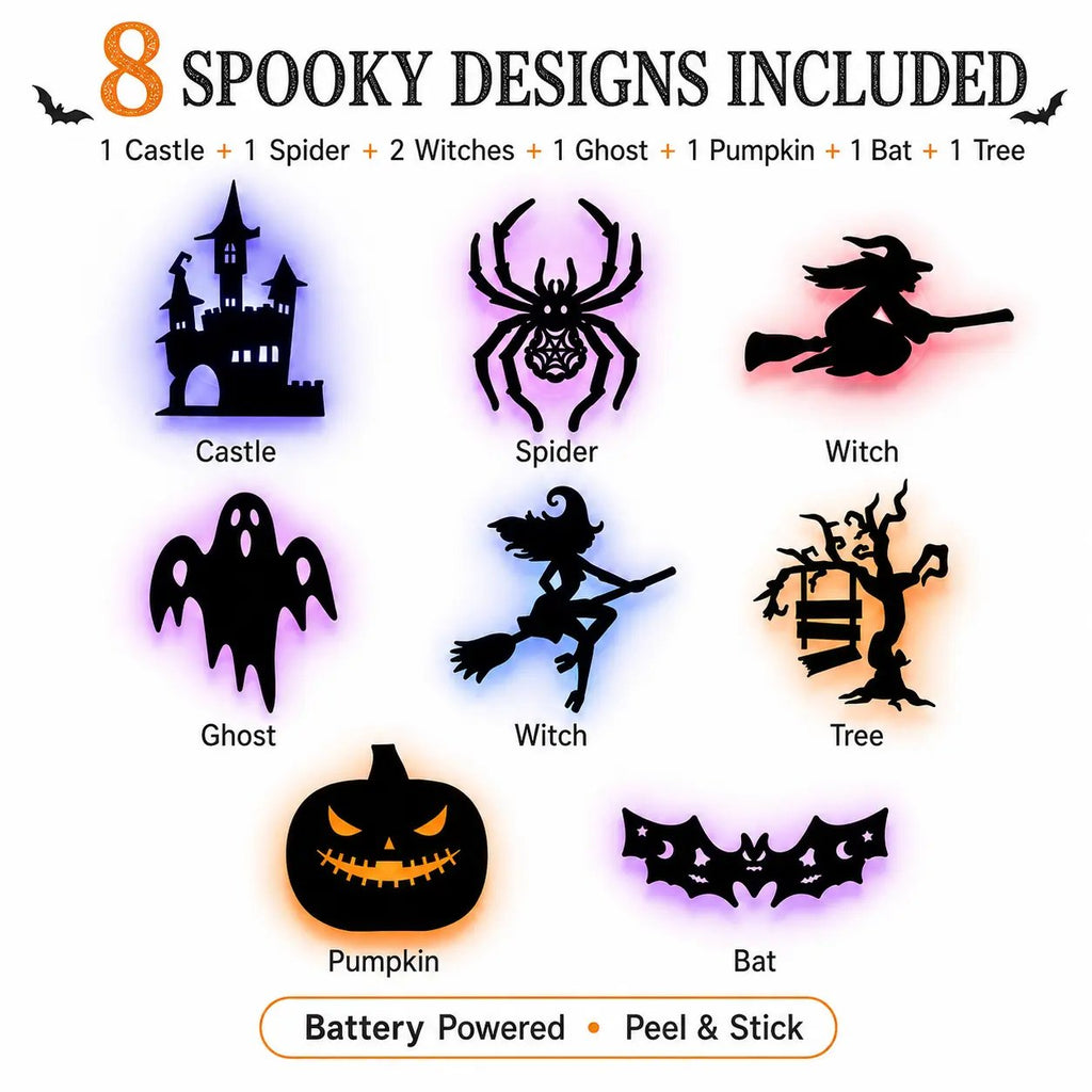 ✨30 Pcs Halloween LED Silhouette Wall Light Stickers