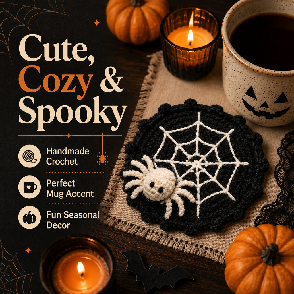 🕷️ 100% Hand-Crocheted Spider Web Coaster🧶