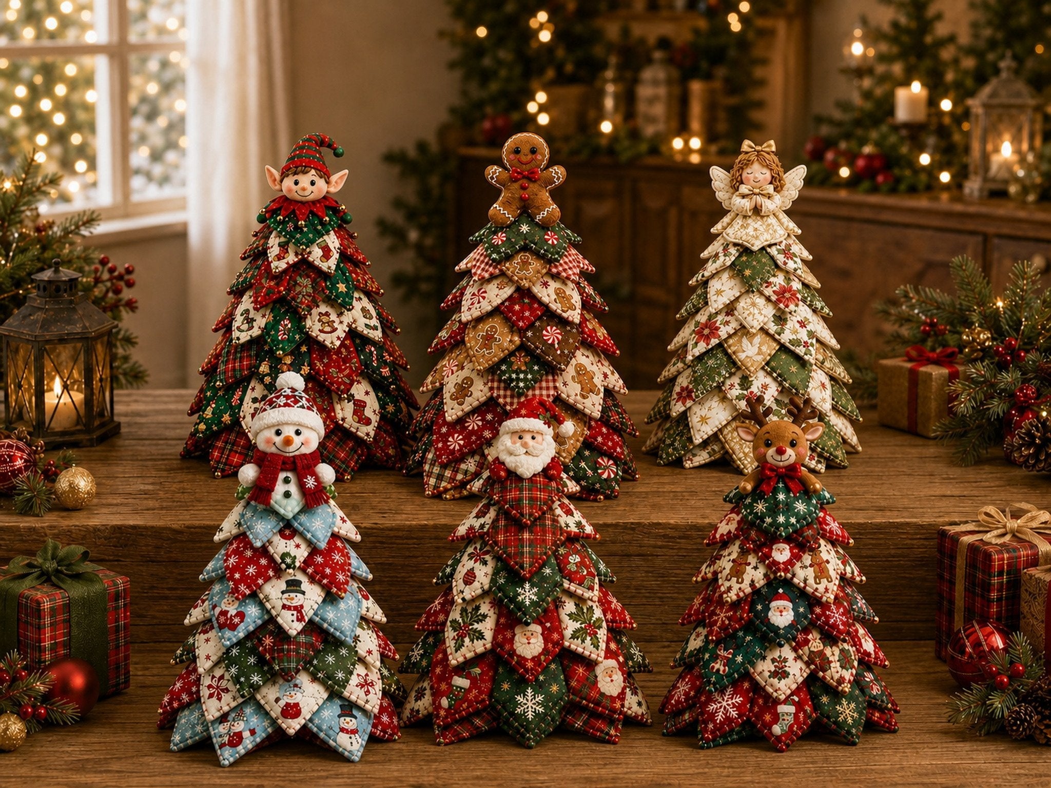 🎄🧵DIY Quilted Christmas Tree Kit – Handmade Fabric Holiday Tabletop Tree Decor