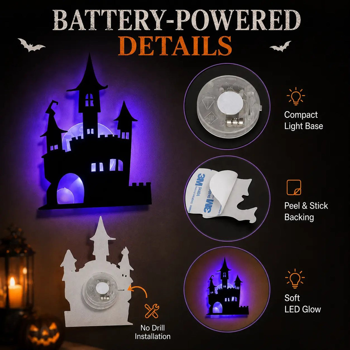✨30 Pcs Halloween LED Silhouette Wall Light Stickers