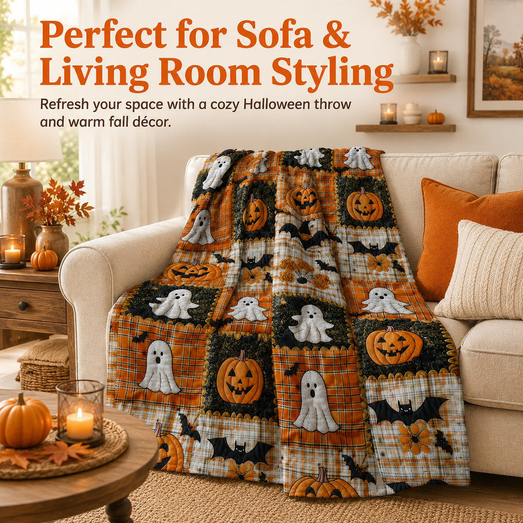 🎃Halloween Patchwork Flannel Blanket