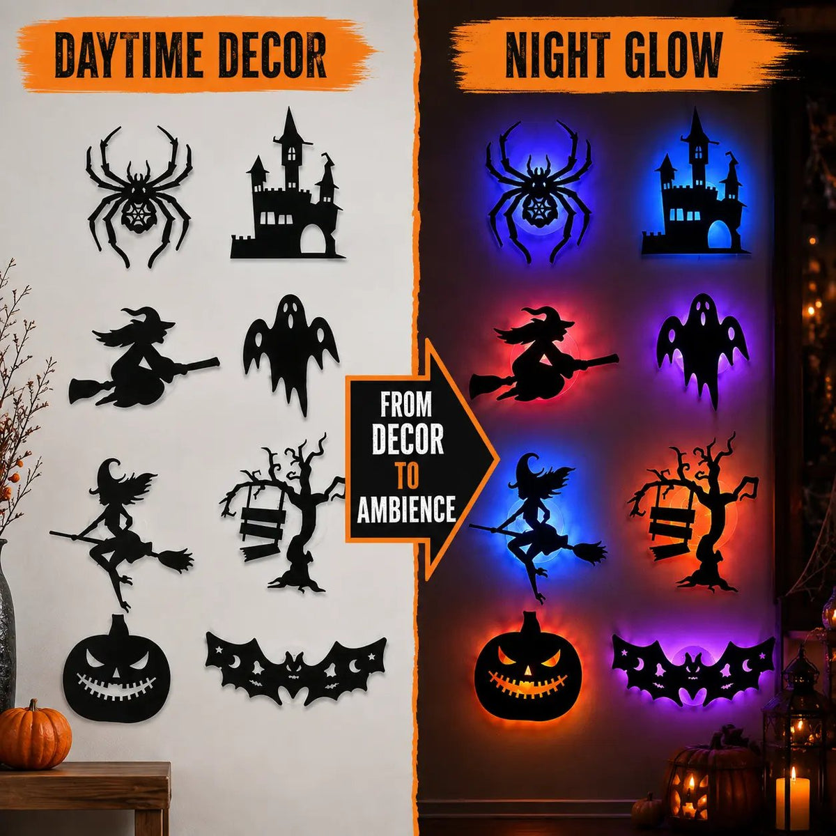 ✨30 Pcs Halloween LED Silhouette Wall Light Stickers