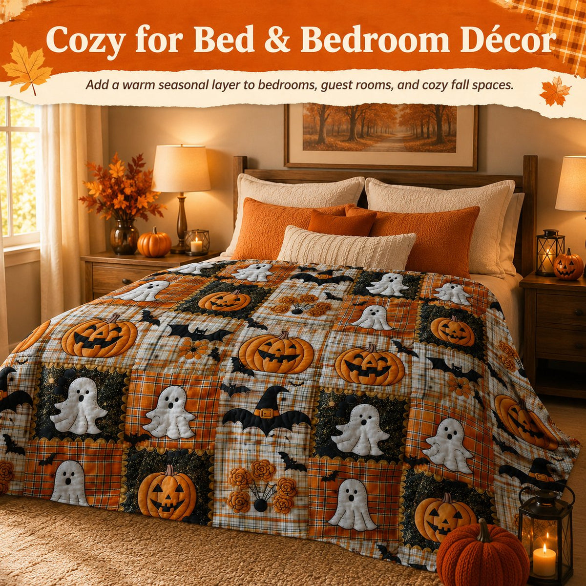 🎃Halloween Patchwork Flannel Blanket