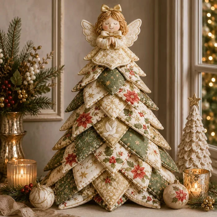 🎄🧵DIY Quilted Christmas Tree Kit – Handmade Fabric Holiday Tabletop Tree Decor