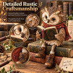 🦉 Reading Owl Figurine – Whimsical Bookish Shelf Sitter With Glasses & Dangling Boots