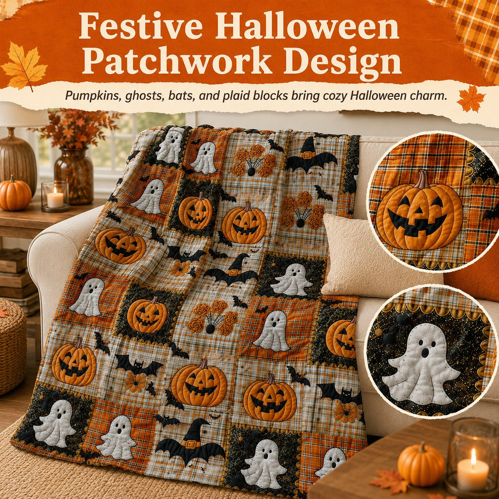 🎃Halloween Patchwork Flannel Blanket