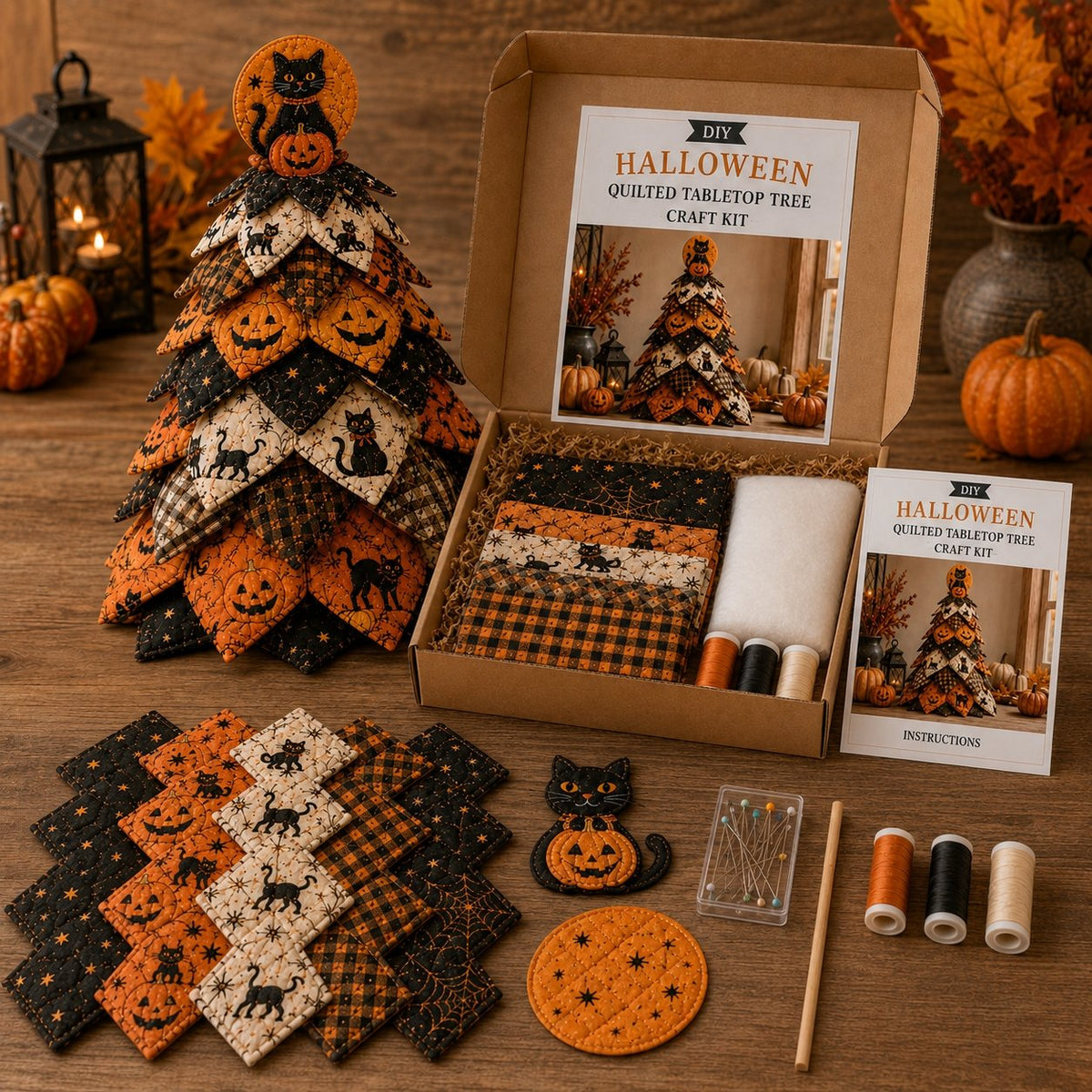 DIY Halloween Quilted Fabric Tree Kit