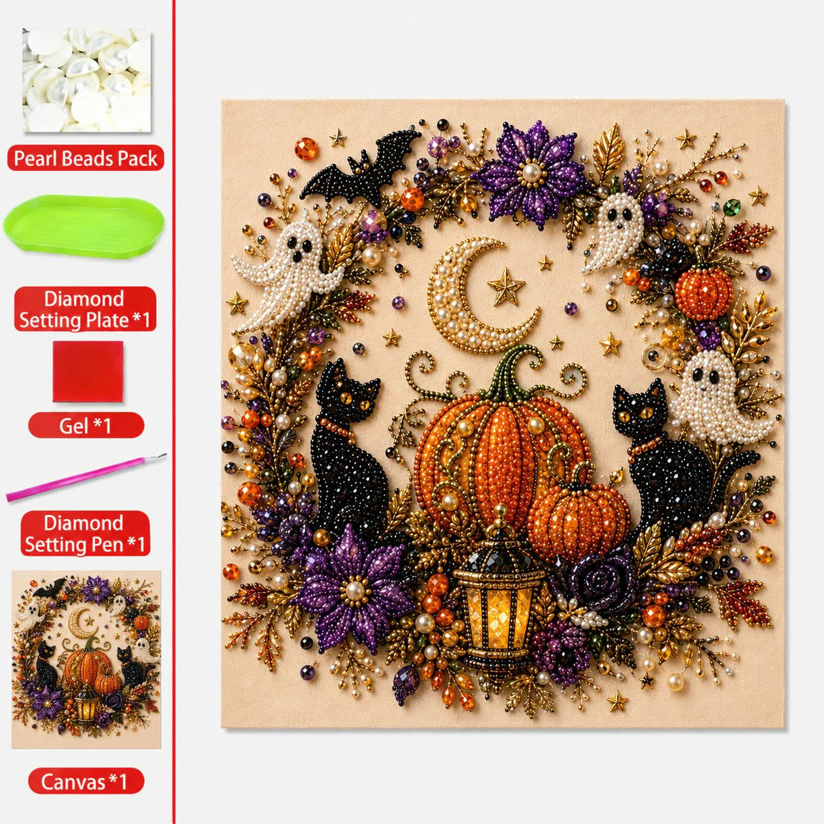 💥  👻✨ Halloween Pearl Art DIY Kit – Turn Tiny Pearls into Spooky-Cute Magic
