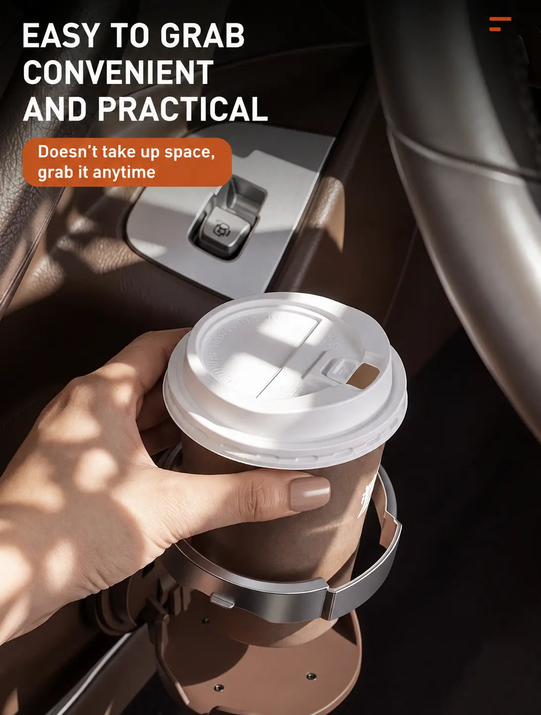 Foldable Hook-On Car Cup Holder – Chestnut Brown