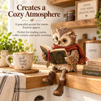 🦉 Reading Owl Figurine – Whimsical Bookish Shelf Sitter With Glasses & Dangling Boots