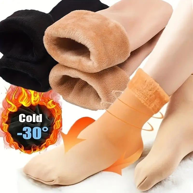 ✦5 par tjocka fleecefodrade snöstrumpor, mysiga termosockor för vintern