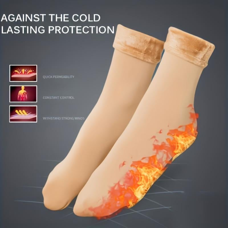 ✦5 par tjocka fleecefodrade snöstrumpor, mysiga termosockor för vintern