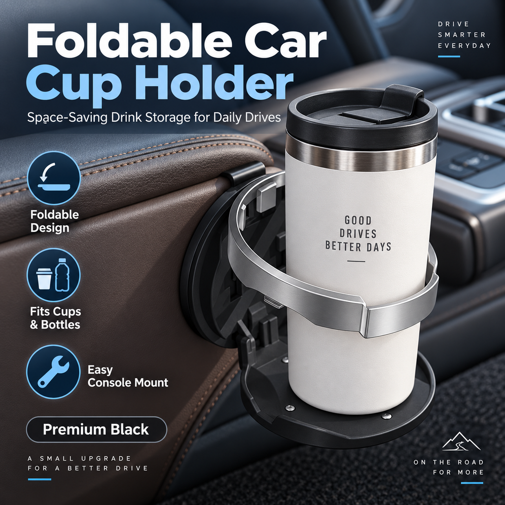 Foldable Hook-On Car Cup Holder – Chestnut Brown