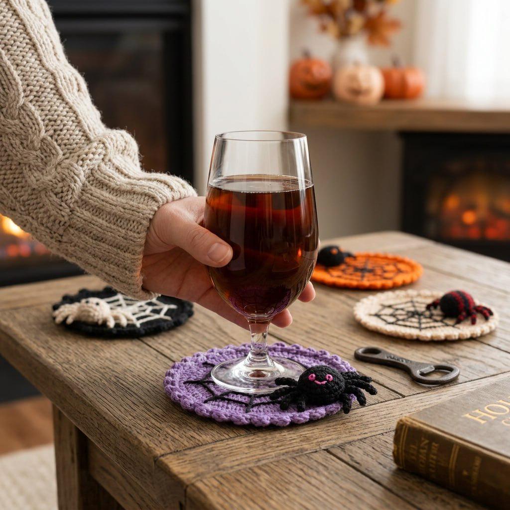 🕷️ 100% Hand-Crocheted Spider Web Coaster🧶