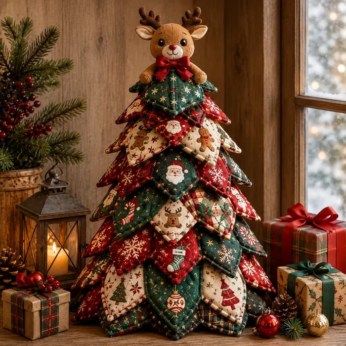 🎄🧵DIY Quilted Christmas Tree Kit – Handmade Fabric Holiday Tabletop Tree Decor