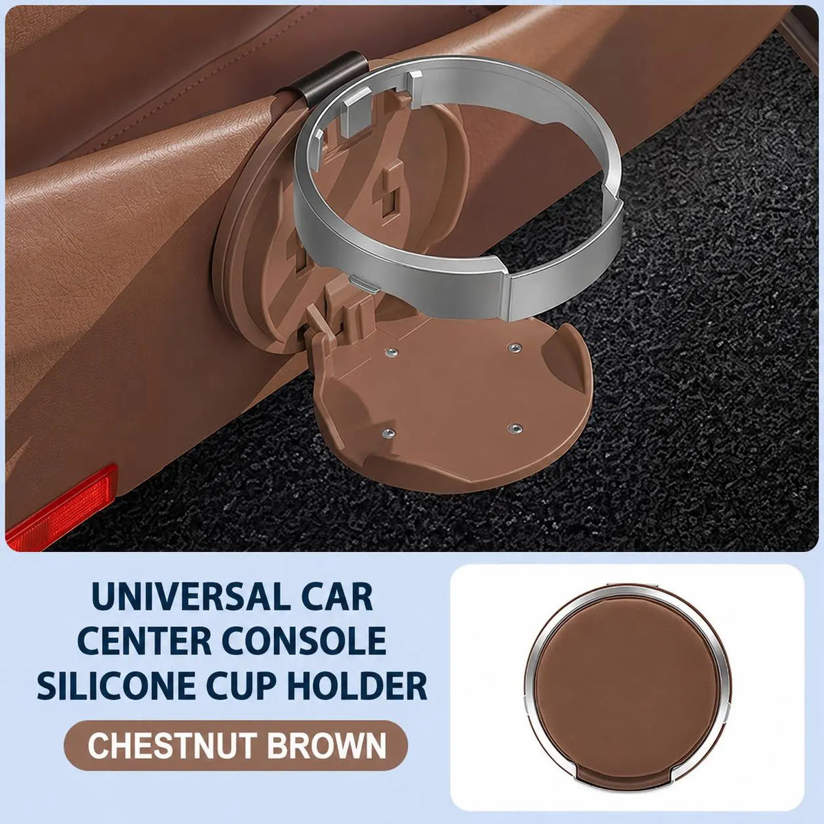 Foldable Hook-On Car Cup Holder – Chestnut Brown