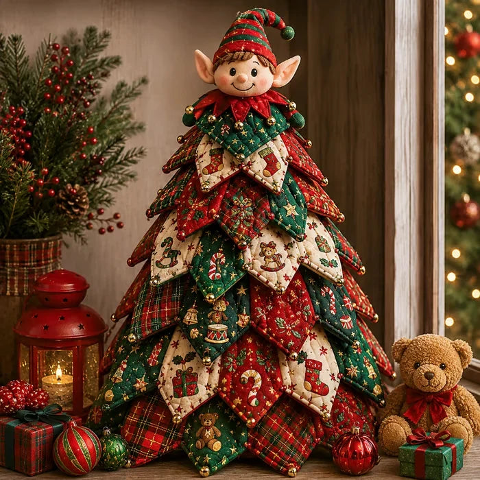 🎄🧵DIY Quilted Christmas Tree Kit – Handmade Fabric Holiday Tabletop Tree Decor